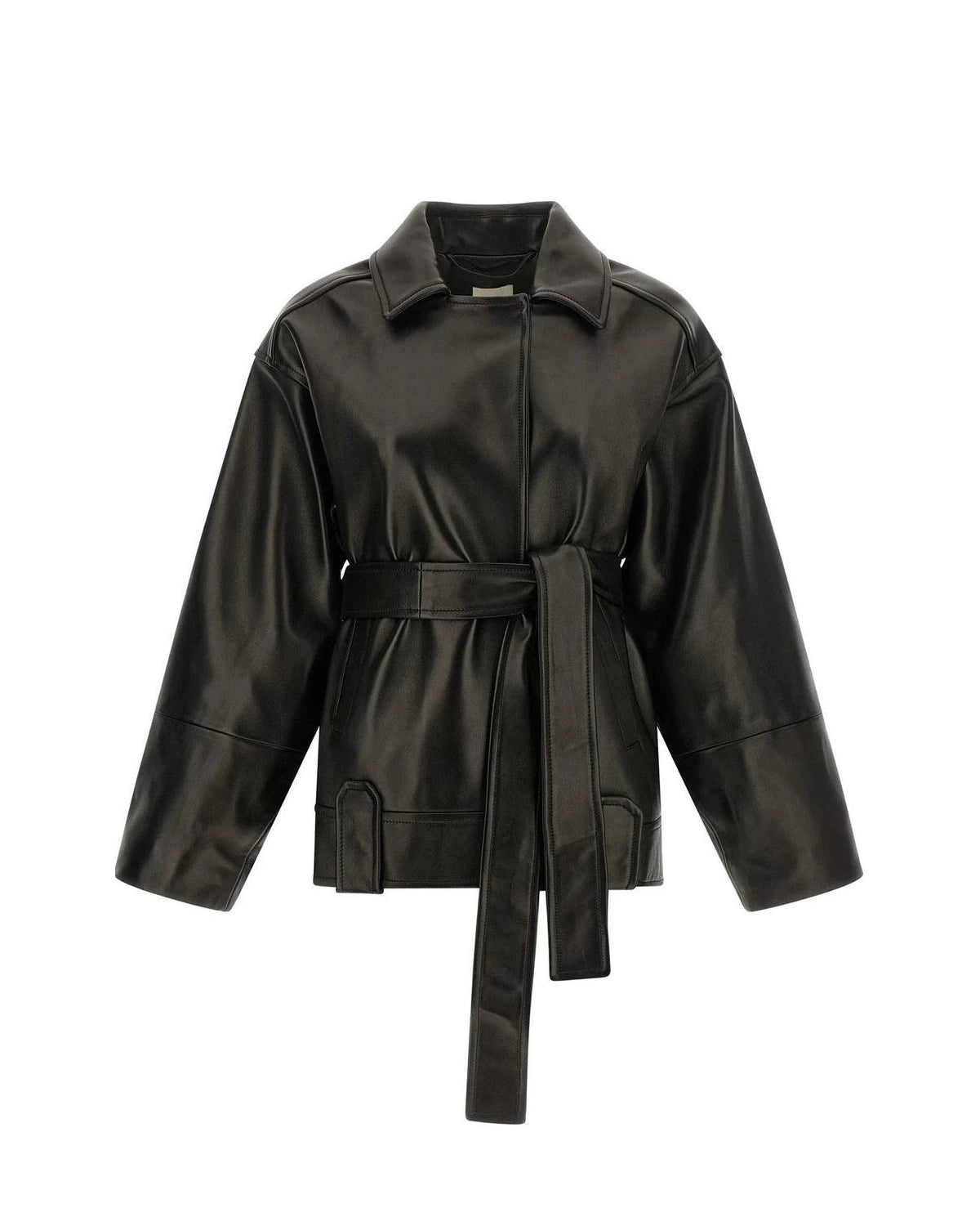 Khaite Trucker Jacket in black, Lamb Leather