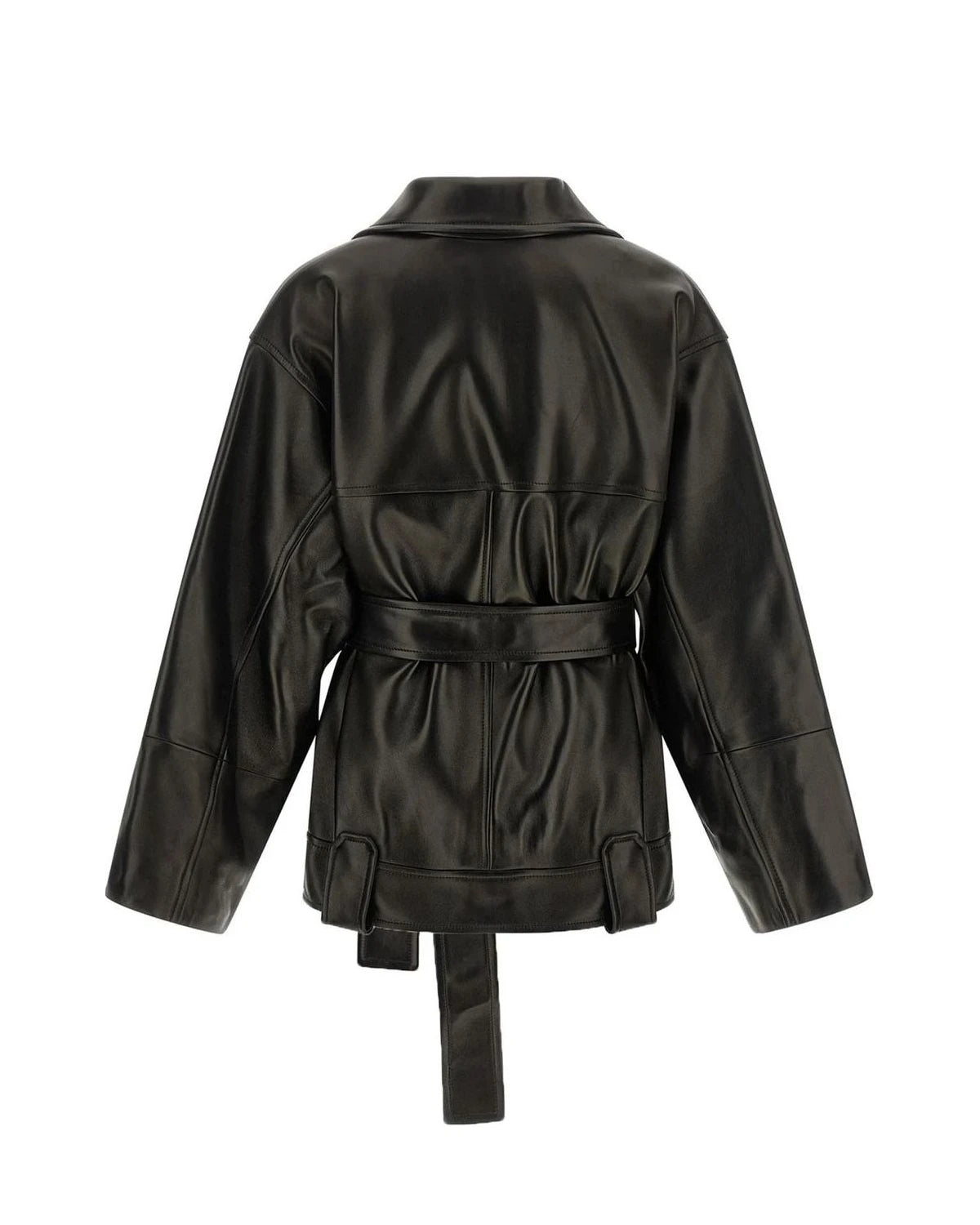 Khaite Trucker Jacket in black, Lamb Leather β view 2