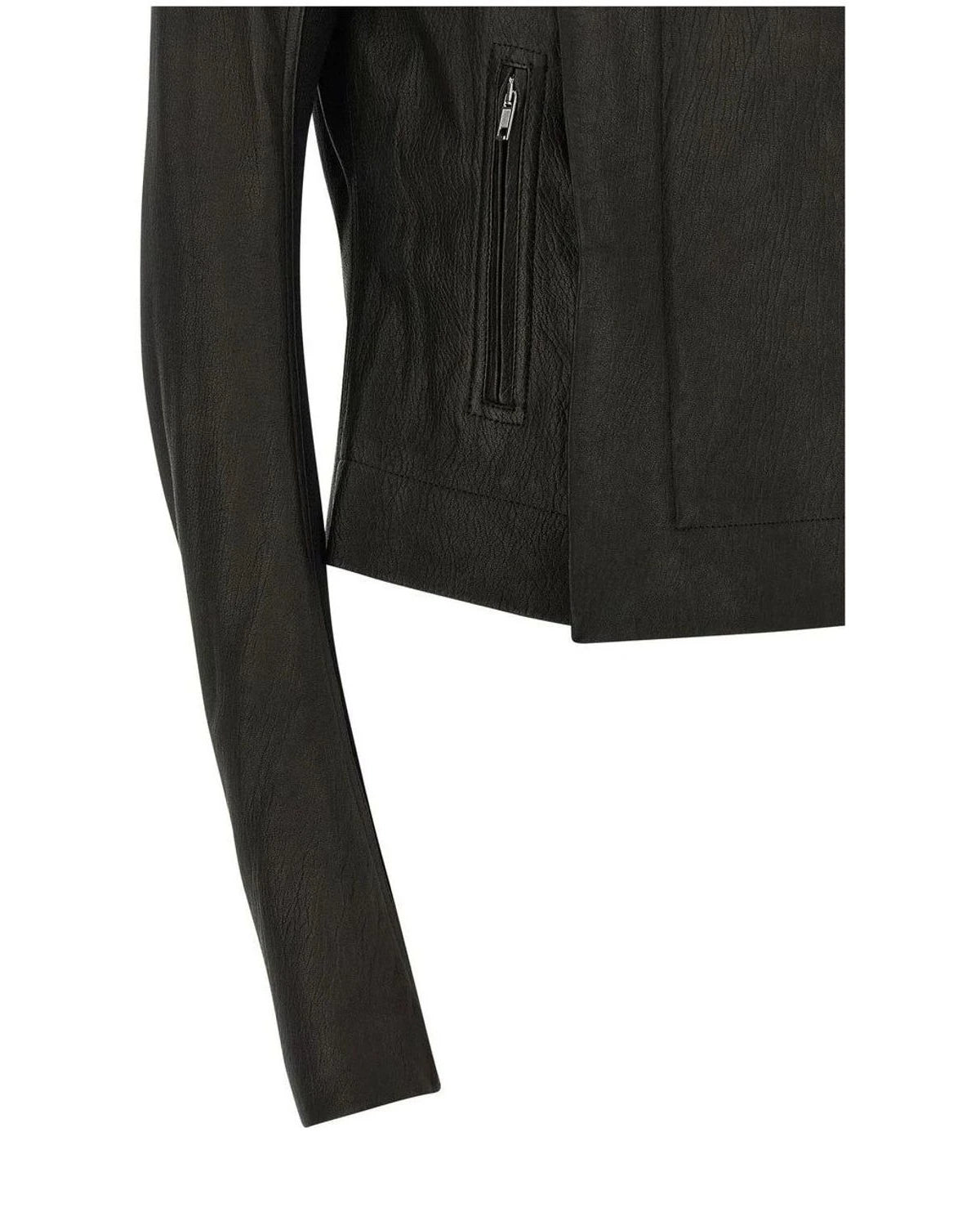 Rick Owens Trucker Jacket in black, Lamb Leather — view 4