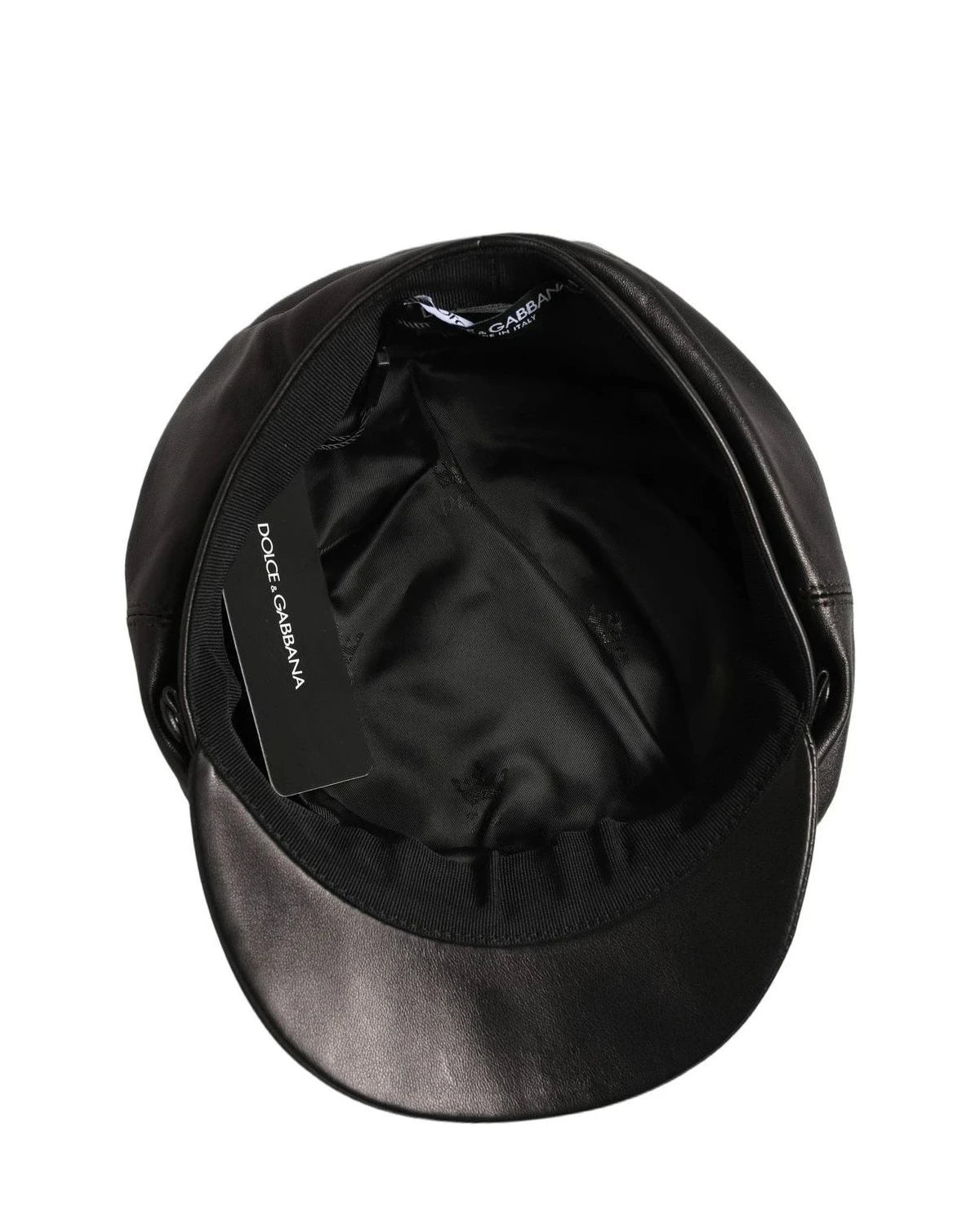 Dolce & Gabbana Newsboy Cap in black, Lamb Leather