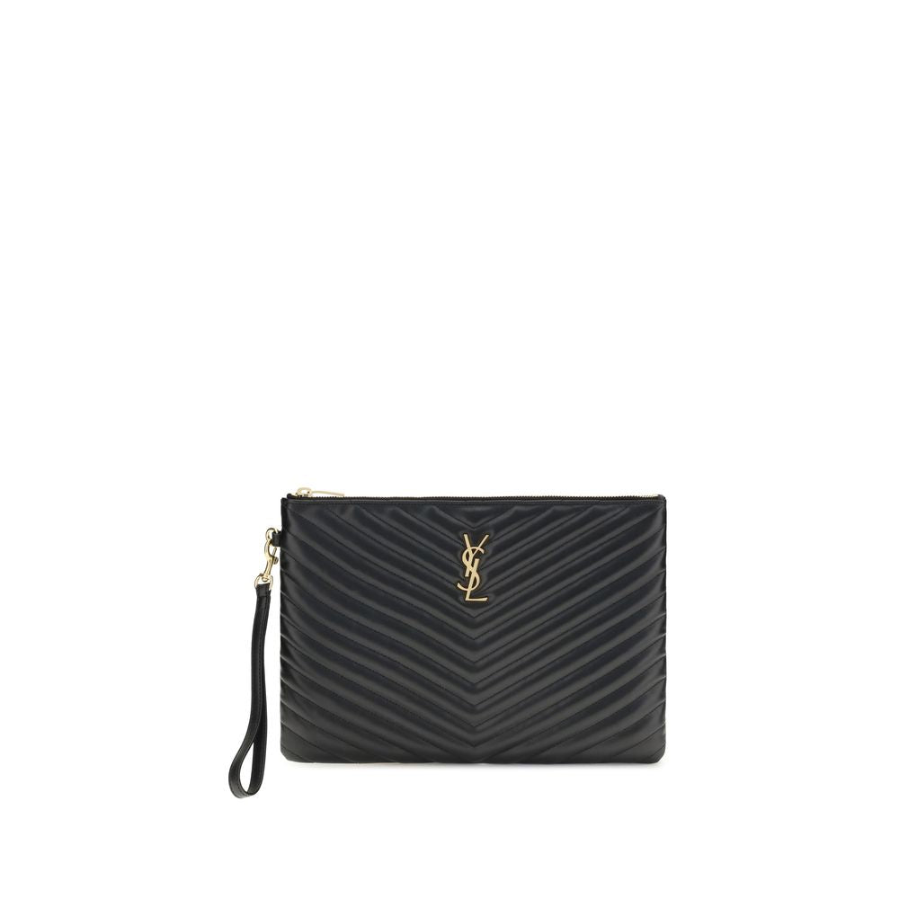 Saint Laurent Leather Matelassé Pouch