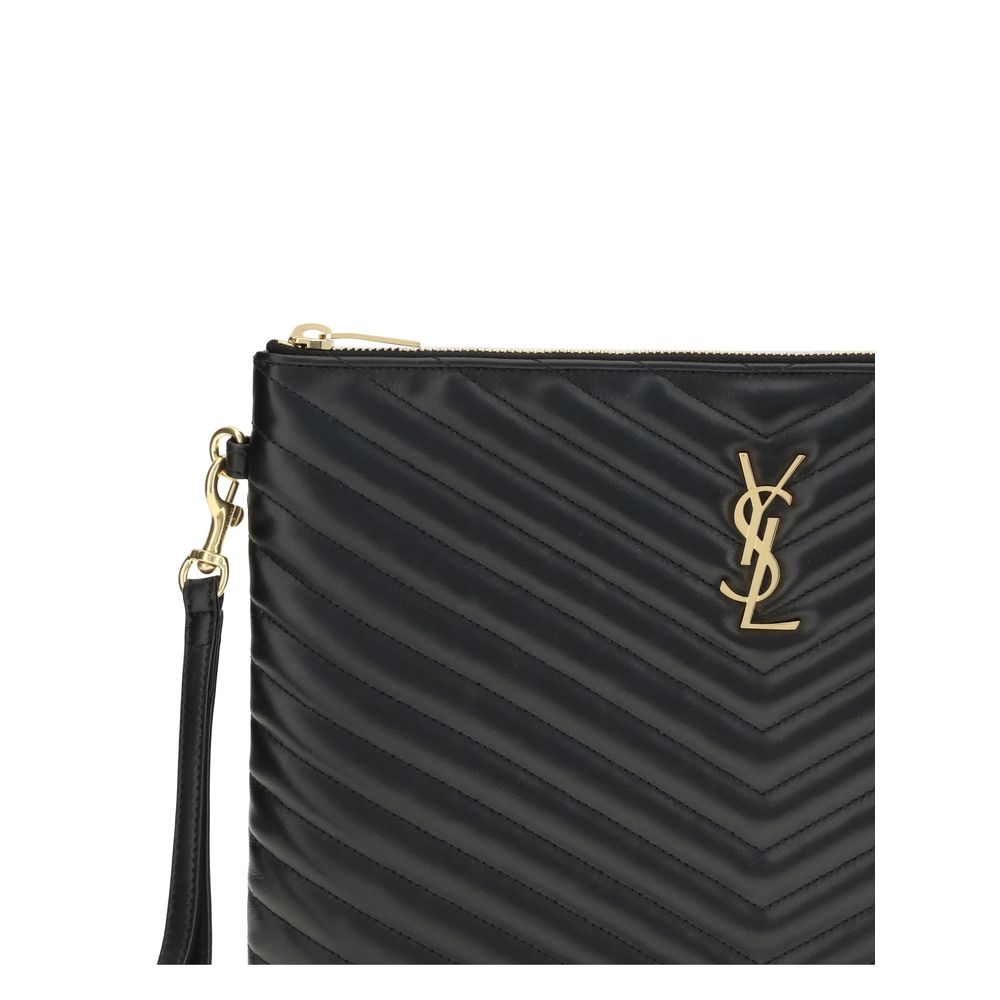 Saint Laurent Leather Matelassé Pouch