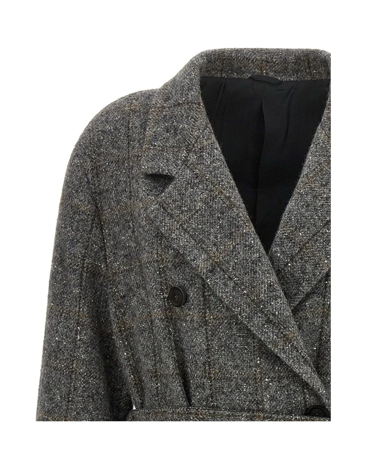 Brunello Cucinelli Wrap Coat in gray — view 3