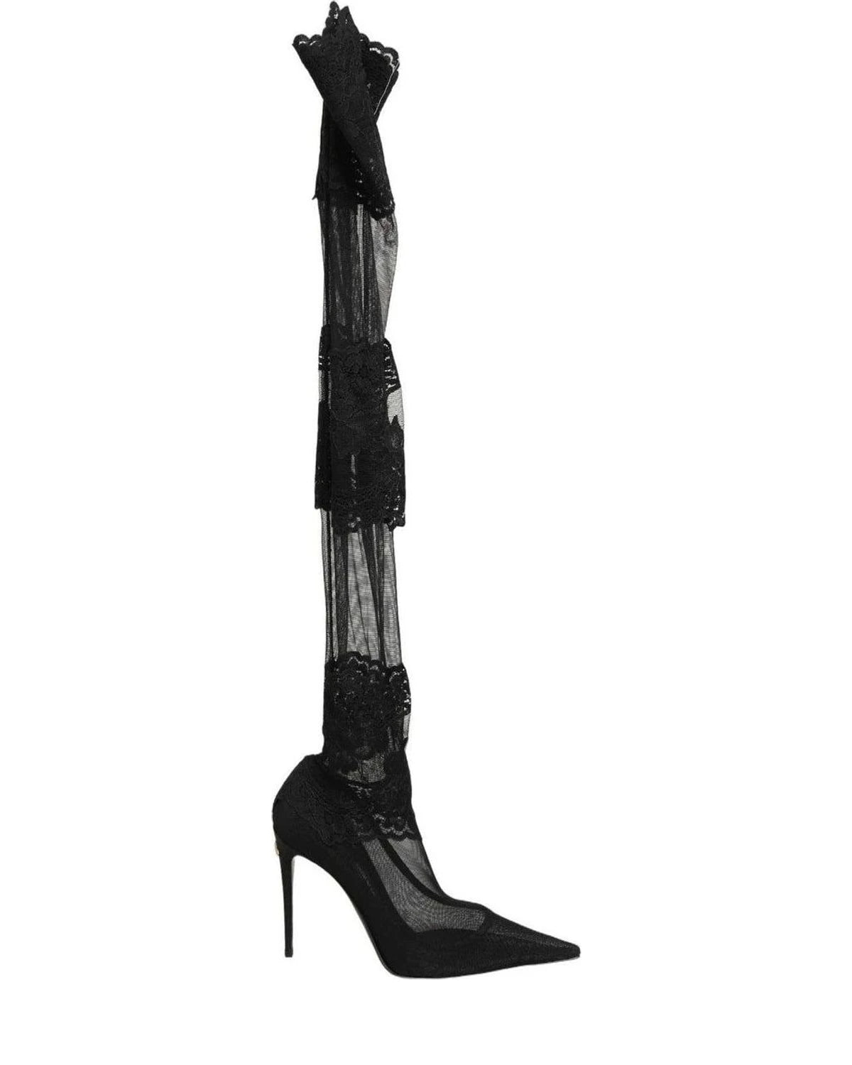 Dolce & Gabbana Knee High Boots in black, Nylon