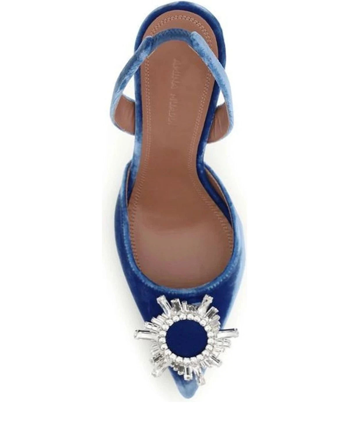 Amina Muaddi Sandals in blue, Double Velvet — view 4