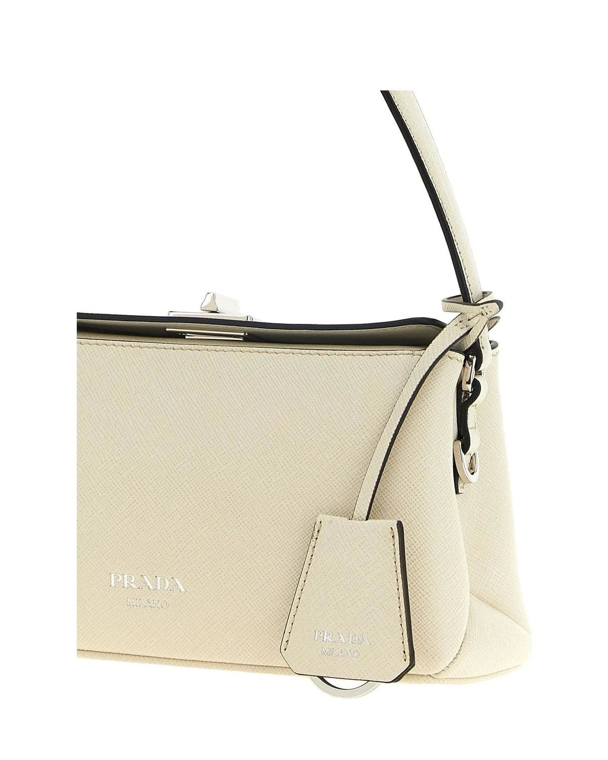 Prada Baguette Handbag in white, Calfskin Leather — view 3