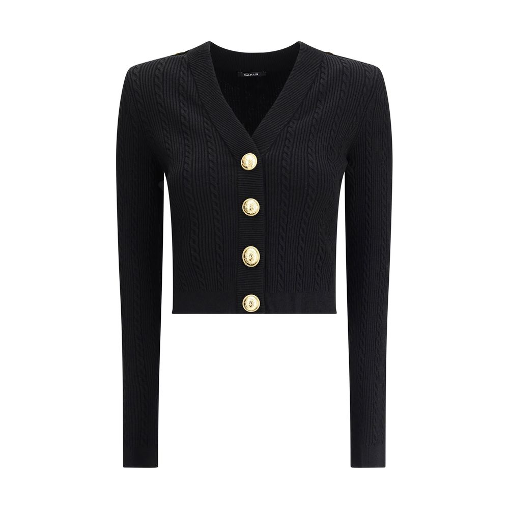 Balmain Ribbed and Braided Cardigan