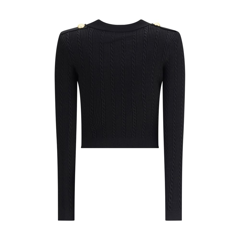 Balmain Ribbed and Braided Cardigan