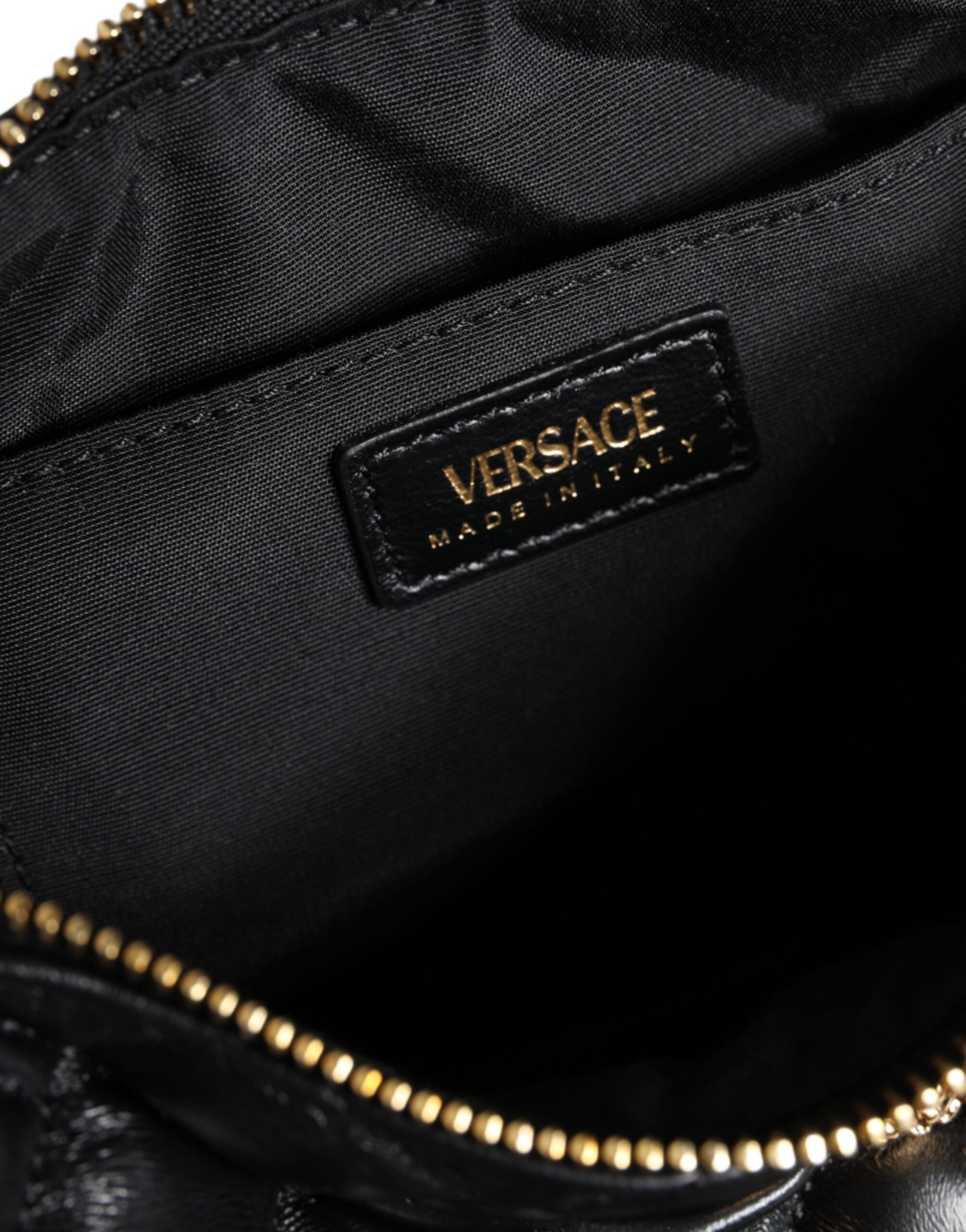 Versace Black Leather Mini Quilted Lambskin Crossbody Sling Borse Bag