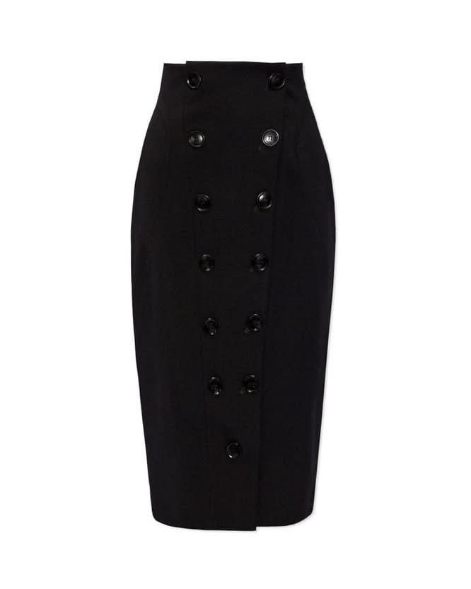 Alaïa Black Elastane Midi Skirt