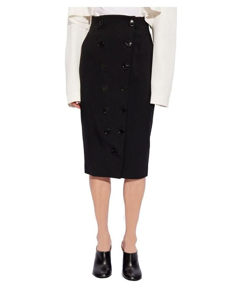 Alaïa Black Elastane Midi Skirt
