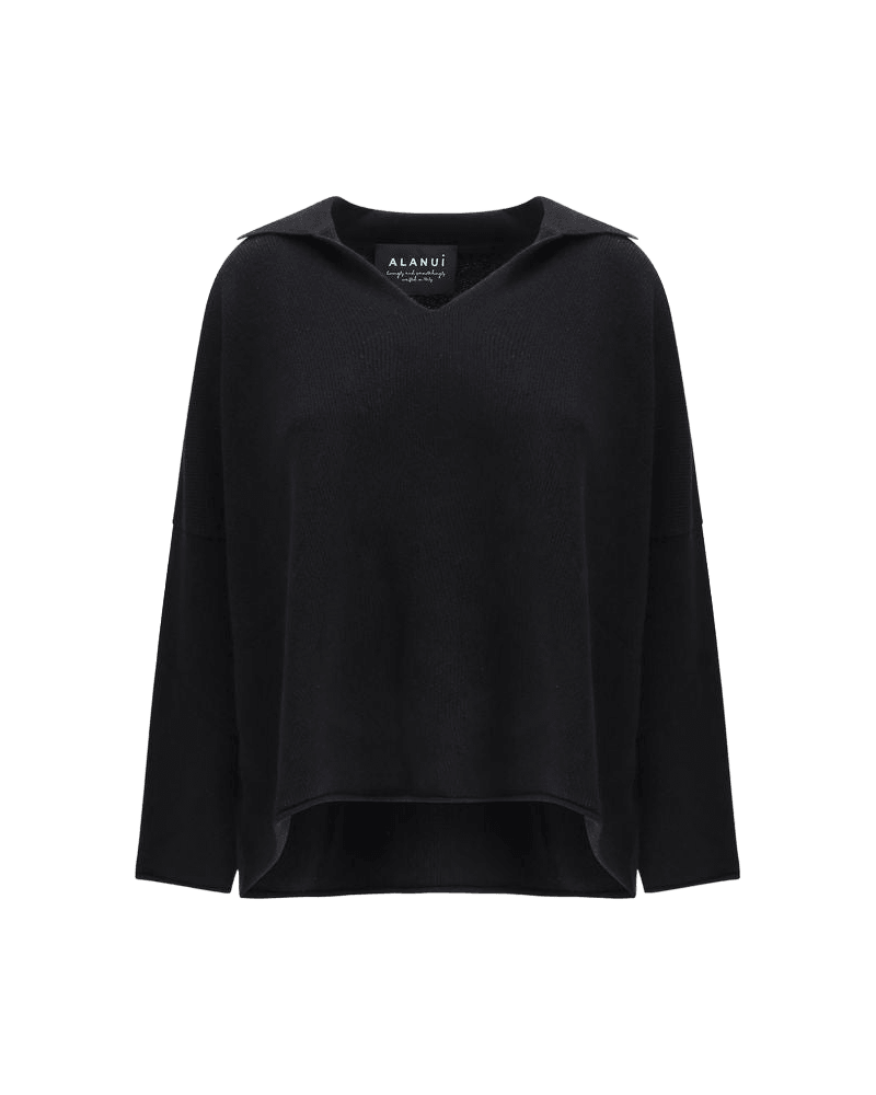 Alanui Black Cashmere Polo Shirt Polos