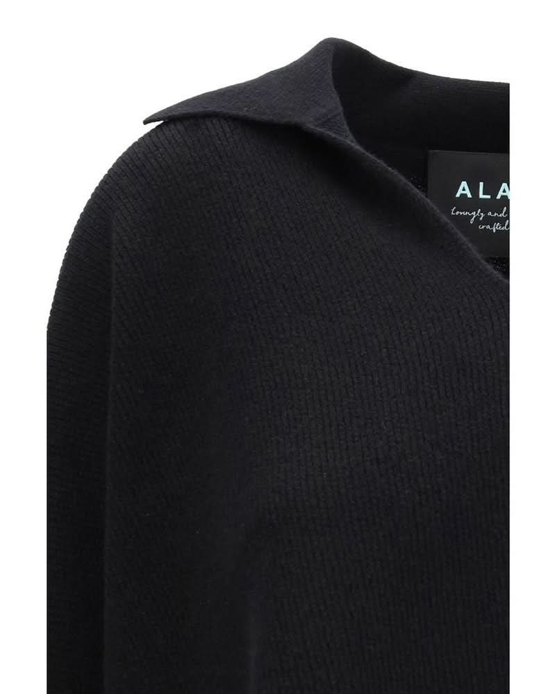 Alanui Black Cashmere Polo Shirt Polos