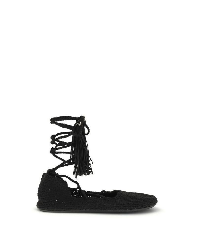 Alanui Black Polyester Recycled Ballet Flats Glam Steals