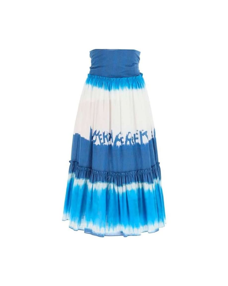 Alberta Ferretti Blue Cotton Midi Skirt Skirts