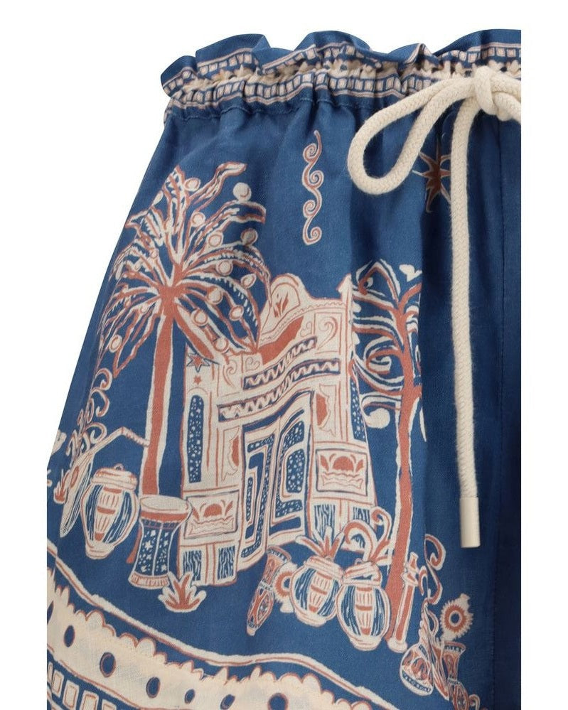 Alemais Blue Linen Bermuda Shorts Glam Steals