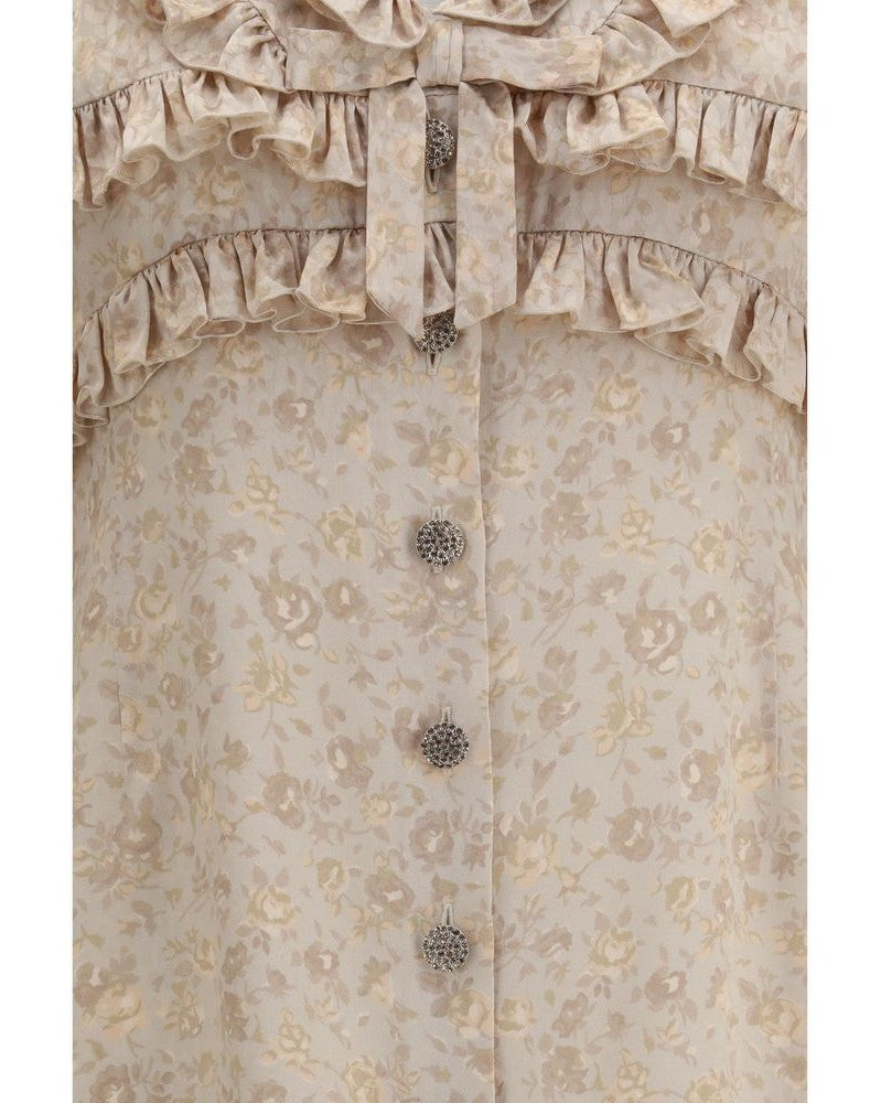 Alessandra Rich Beige Silk Casual Dress Glam Steals