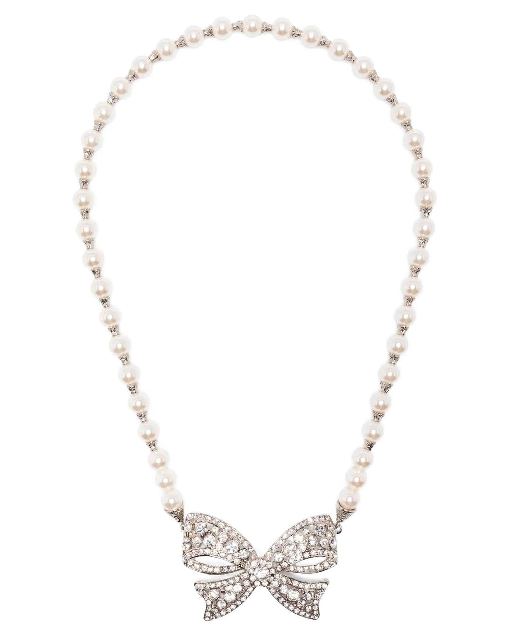 Alessandra Rich Pearl Bow Necklace Glam Steals