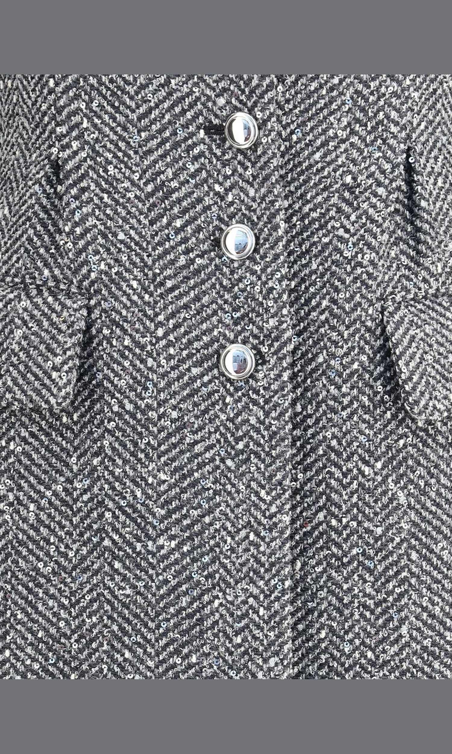 Alessandra Rich Tweed Long Coat Glam Steals