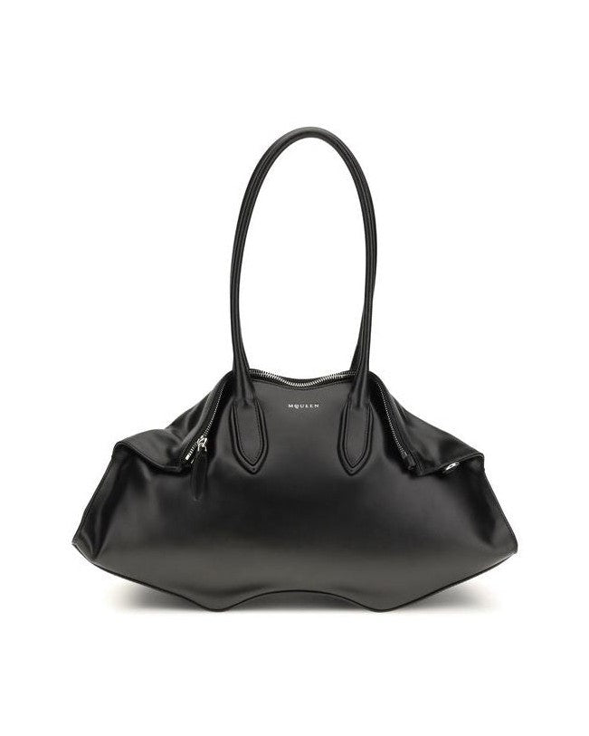 Alexander Mcqueen Black Calf Leather Bos Taurus Shoulder Bag Shoulder Bags