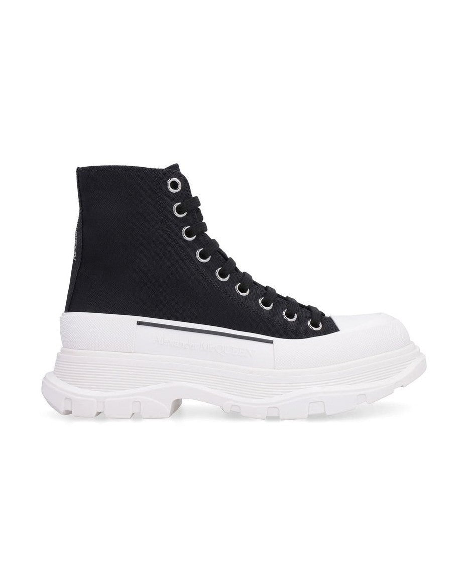 Alexander Mcqueen Black Canvas High Top Sneakers
