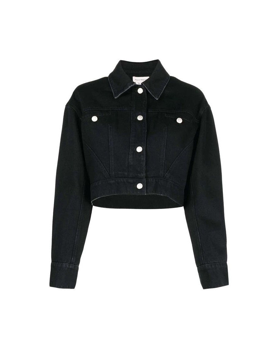 Alexander Mcqueen Black Cotton Denim Jacket Glam Steals