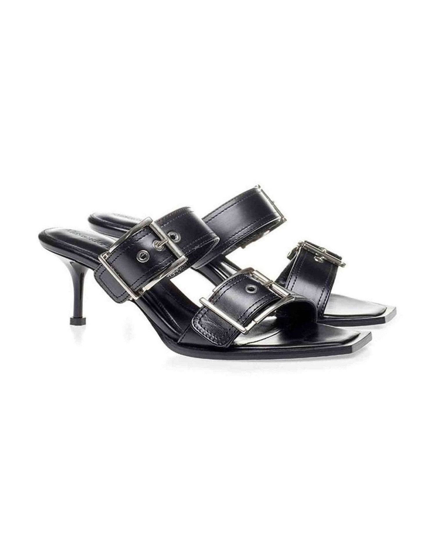 Alexander Mcqueen Elevate Your Steps In Timeless Leather Black Sandals Glam Steals