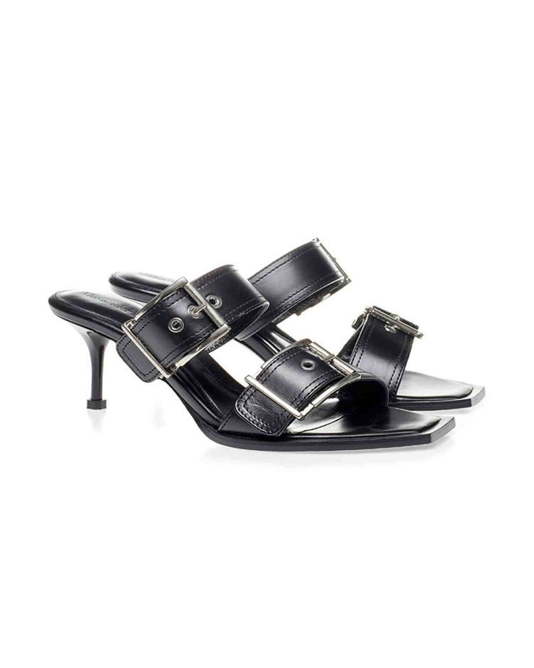 Alexander Mcqueen Elevate Your Steps In Timeless Leather Black Sandals Glam Steals
