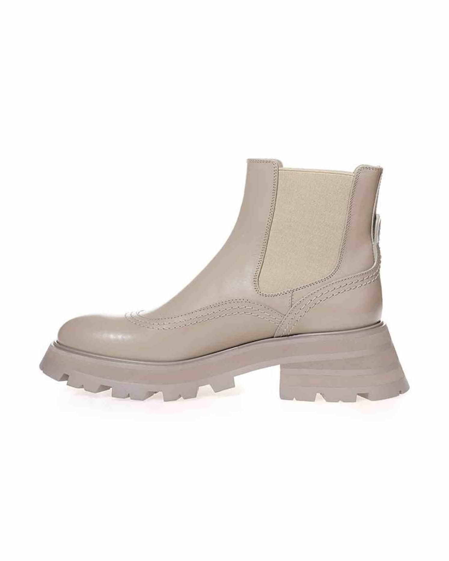 Alexander Mcqueen Gray Leather Chic Boots For Elegant Steps Boots