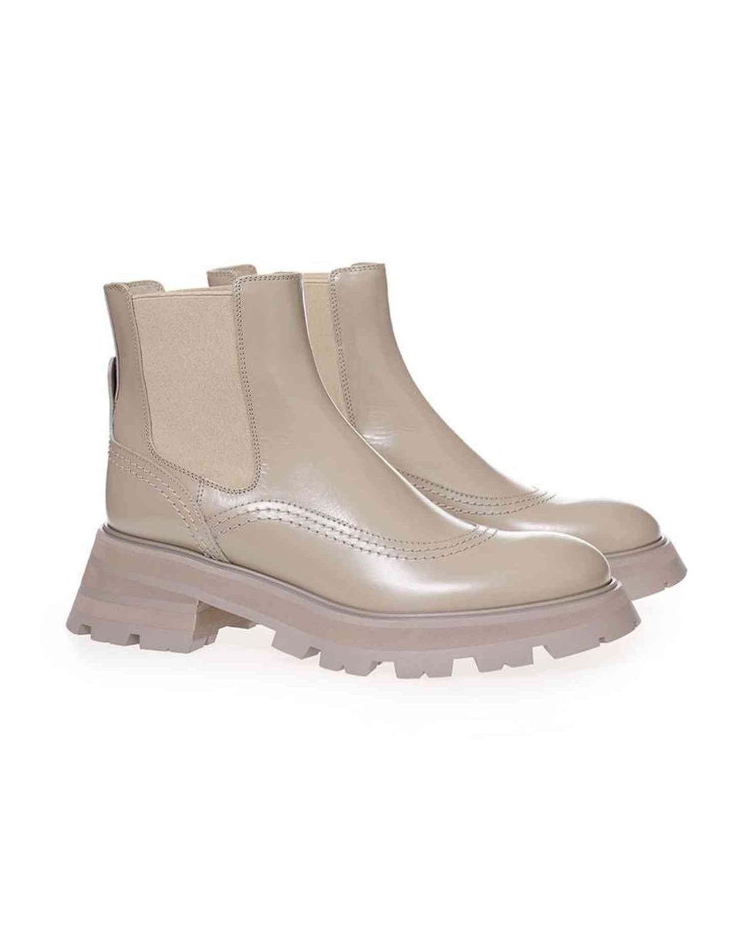 Alexander Mcqueen Gray Leather Chic Boots For Elegant Steps Boots