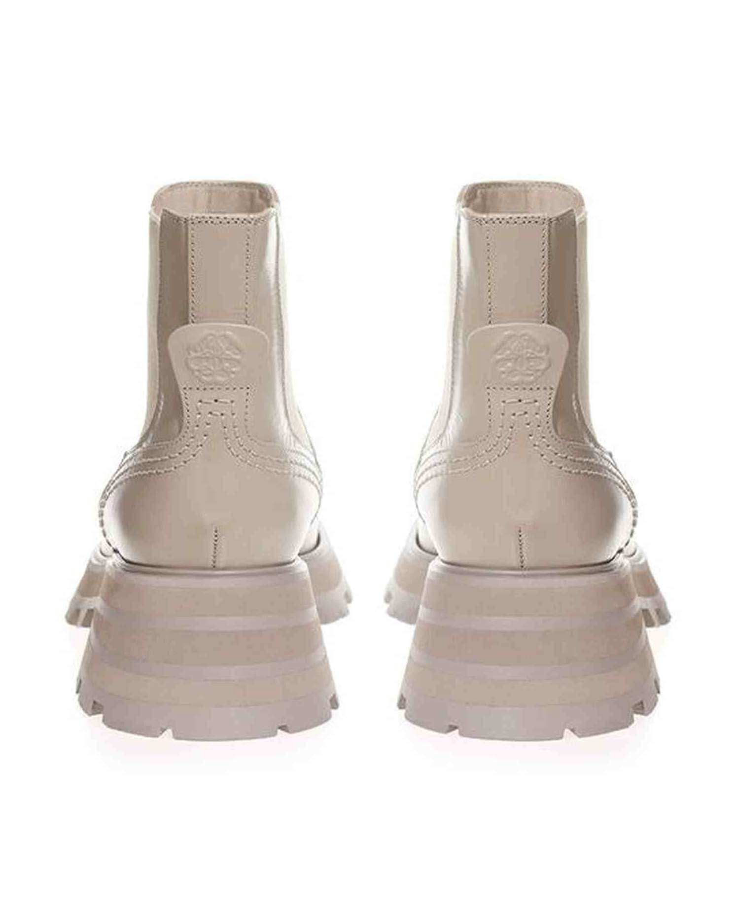 Alexander Mcqueen Gray Leather Chic Boots For Elegant Steps Boots