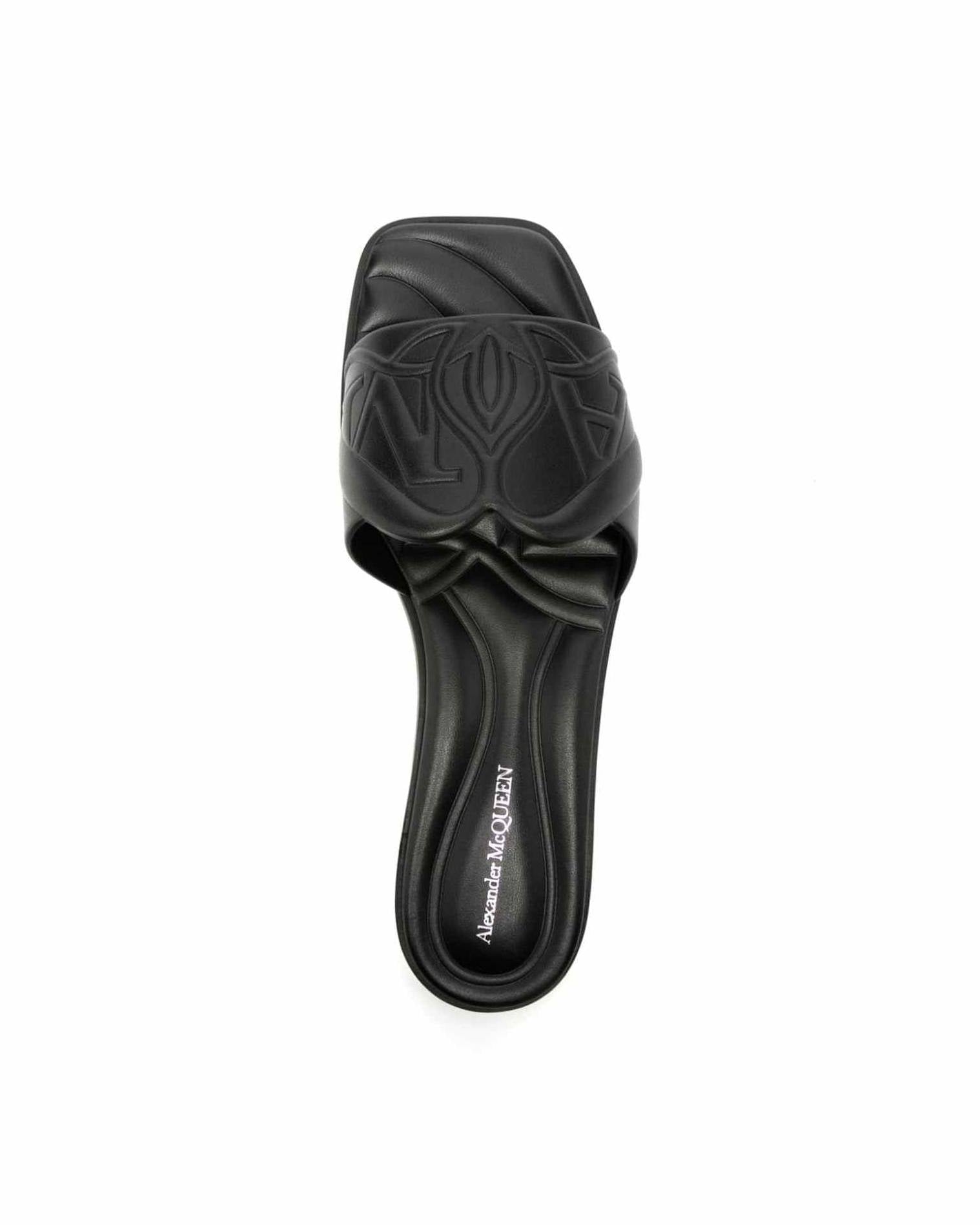 Alexander Mcqueen Leather Logo Embossed Sandals Glam Steals