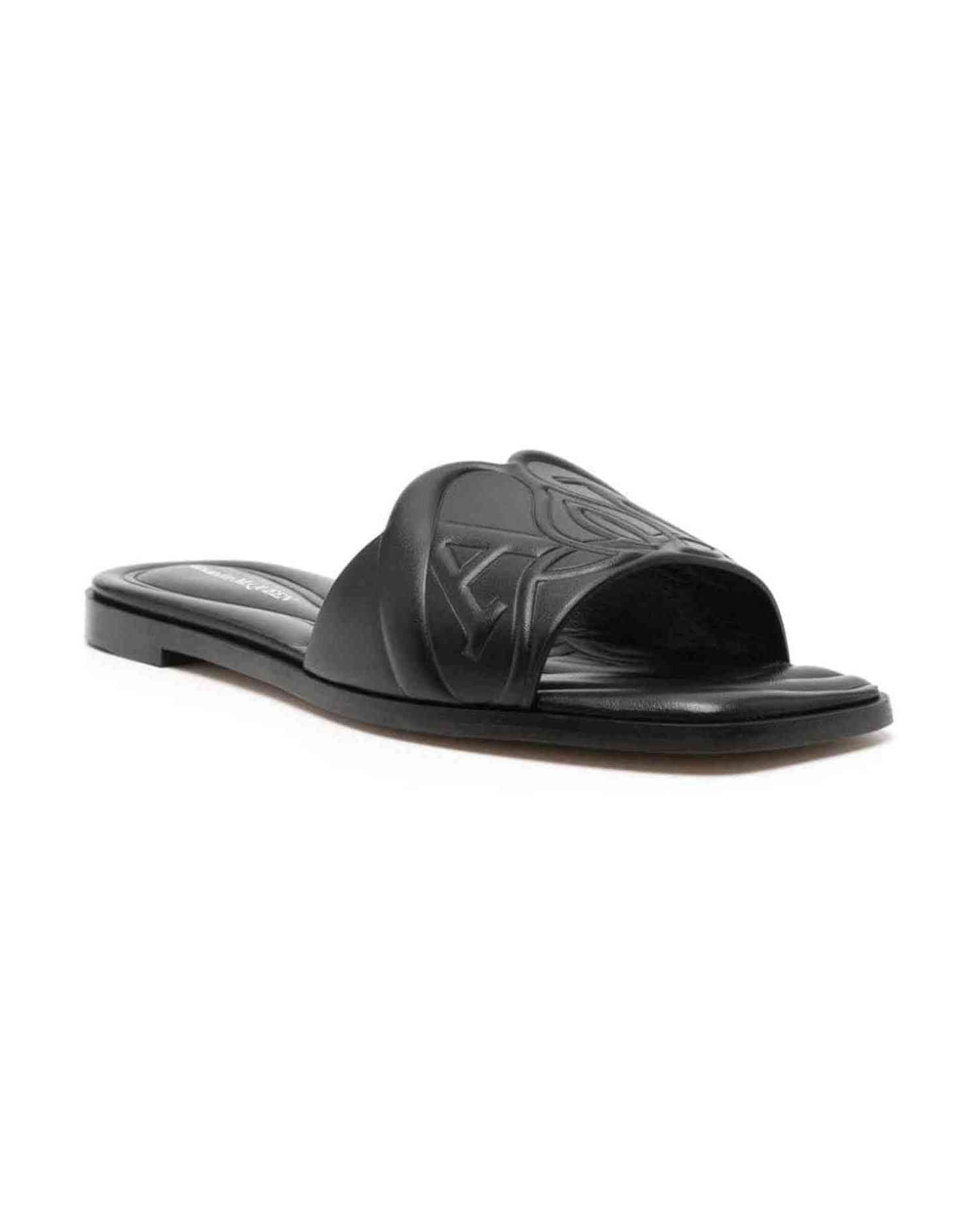 Alexander Mcqueen Leather Logo Embossed Sandals Sandals