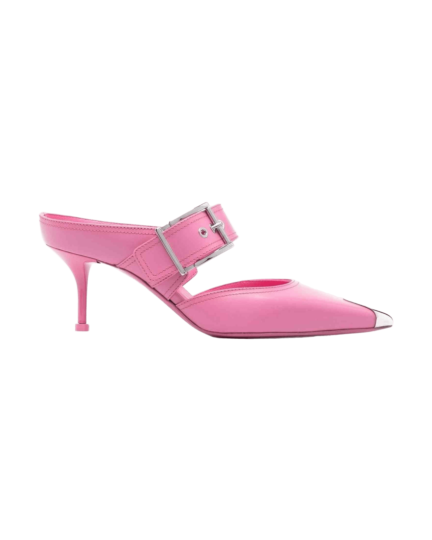 Alexander Mcqueen Metallic 75Mm Toe Cap Detail Mules Heels