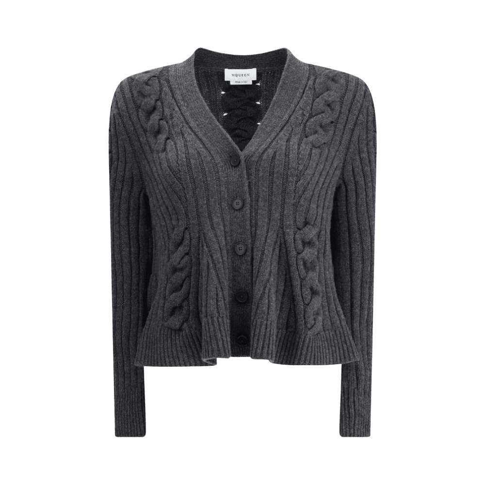 Alexander Mcqueen Peplum Cable Cardigan Glam Steals