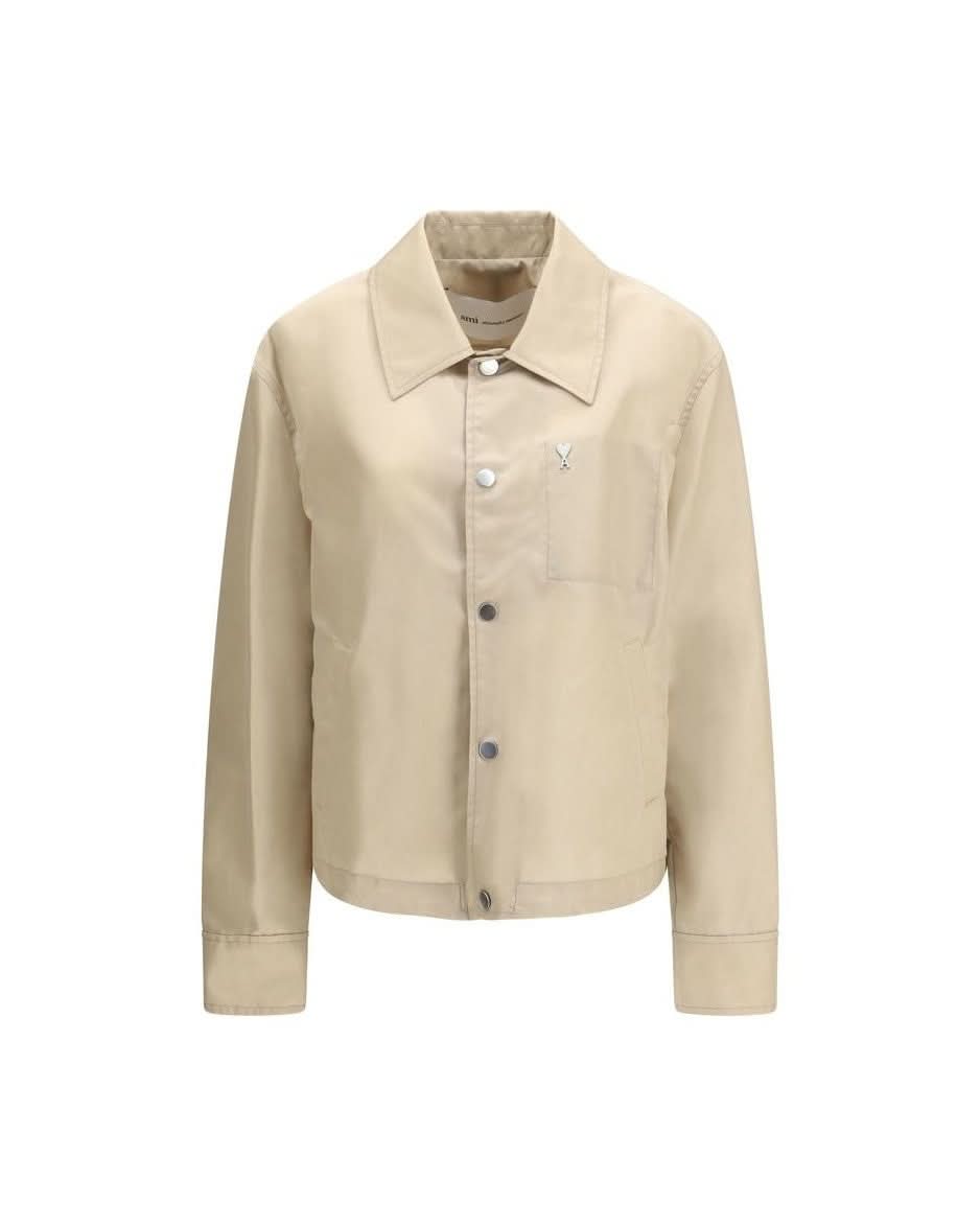 Ami Paris Beige Polyamide Trench Coat