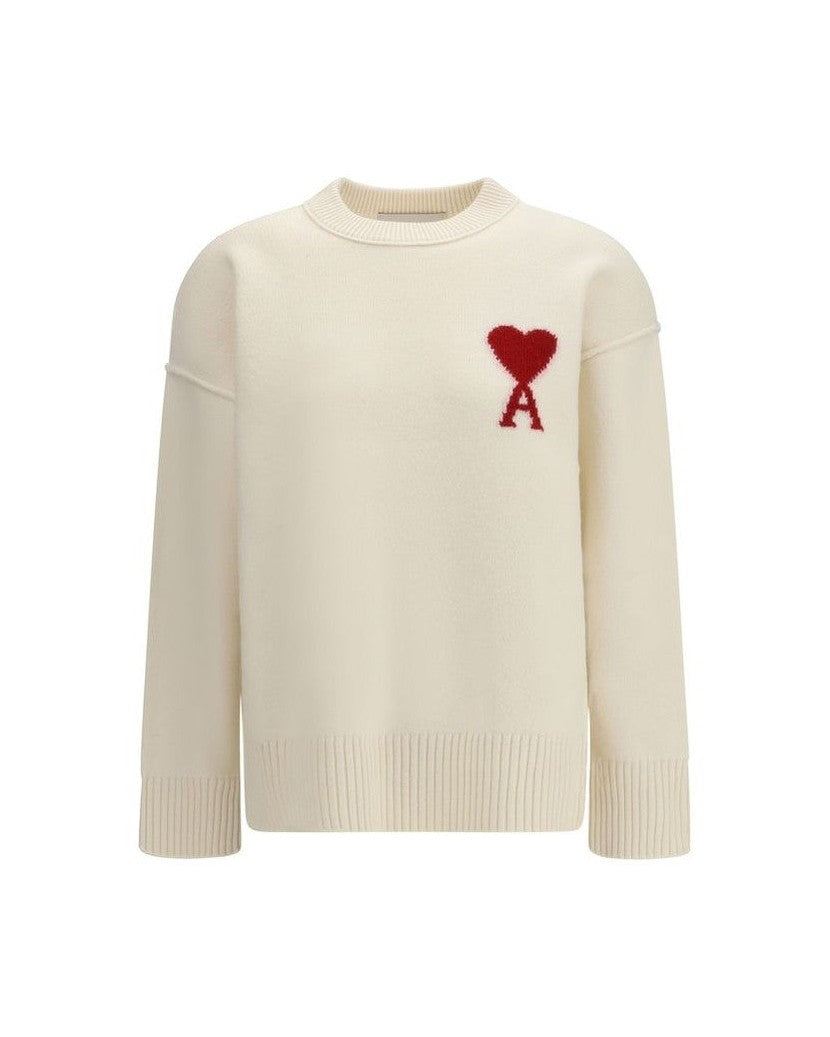 Ami Paris Beige Wool Fleece Sweatshirt Glam Steals