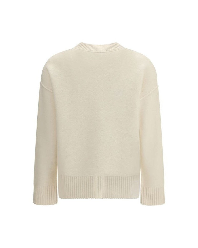 Ami Paris Beige Wool Fleece Sweatshirt Glam Steals