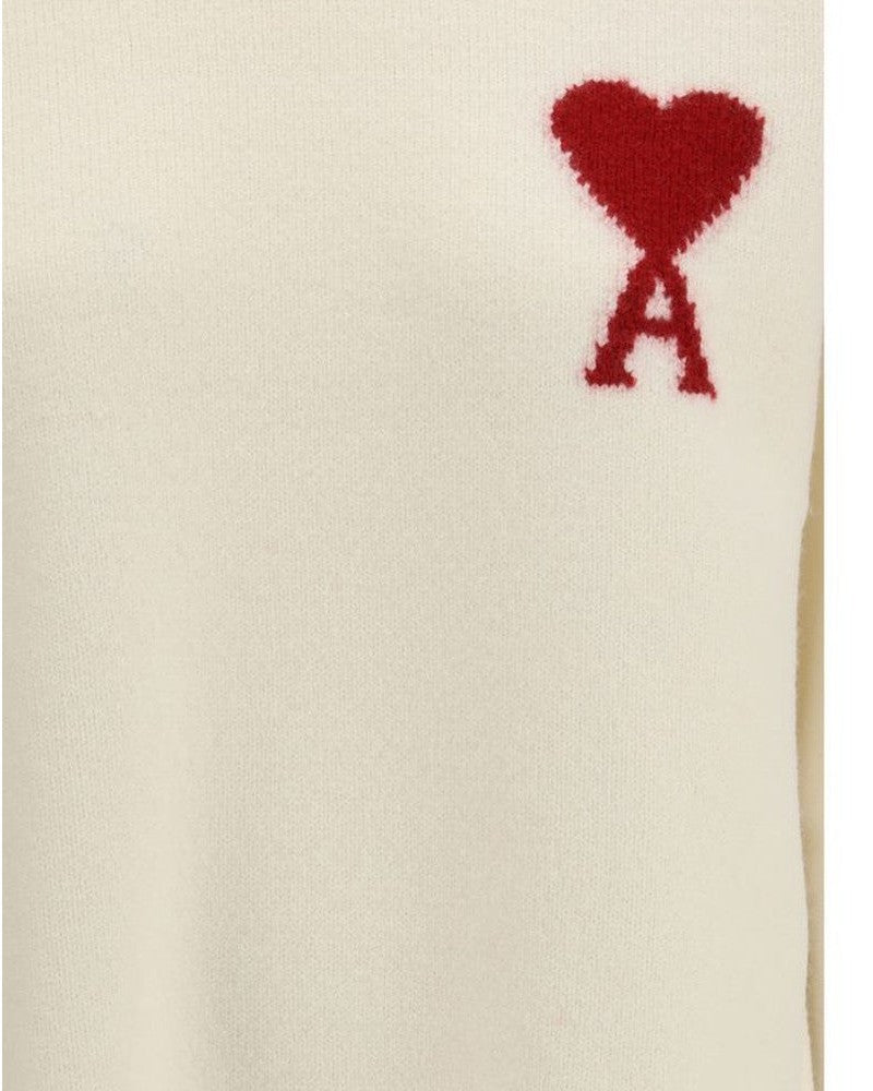 Ami Paris Beige Wool Fleece Sweatshirt Glam Steals