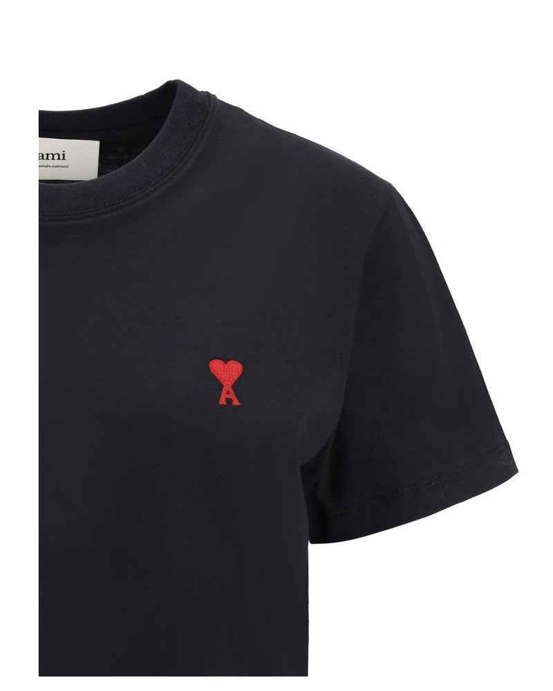 Ami Paris Black Cotton T-shirt Glam Steals