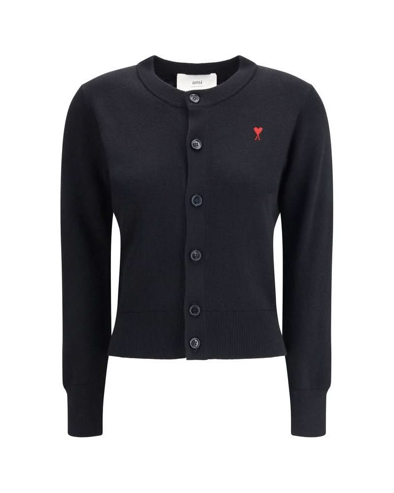 Ami Paris Black Wool Merino Cardigan