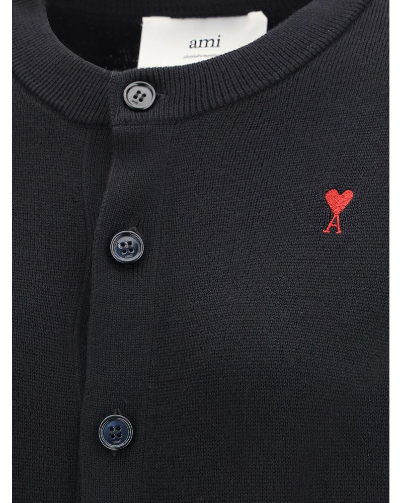 Ami Paris Black Wool Merino Cardigan Glam Steals
