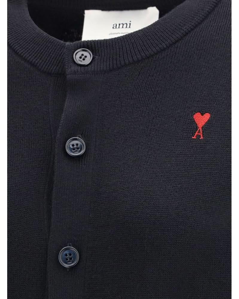 Ami Paris Black Wool Merino Cardigan