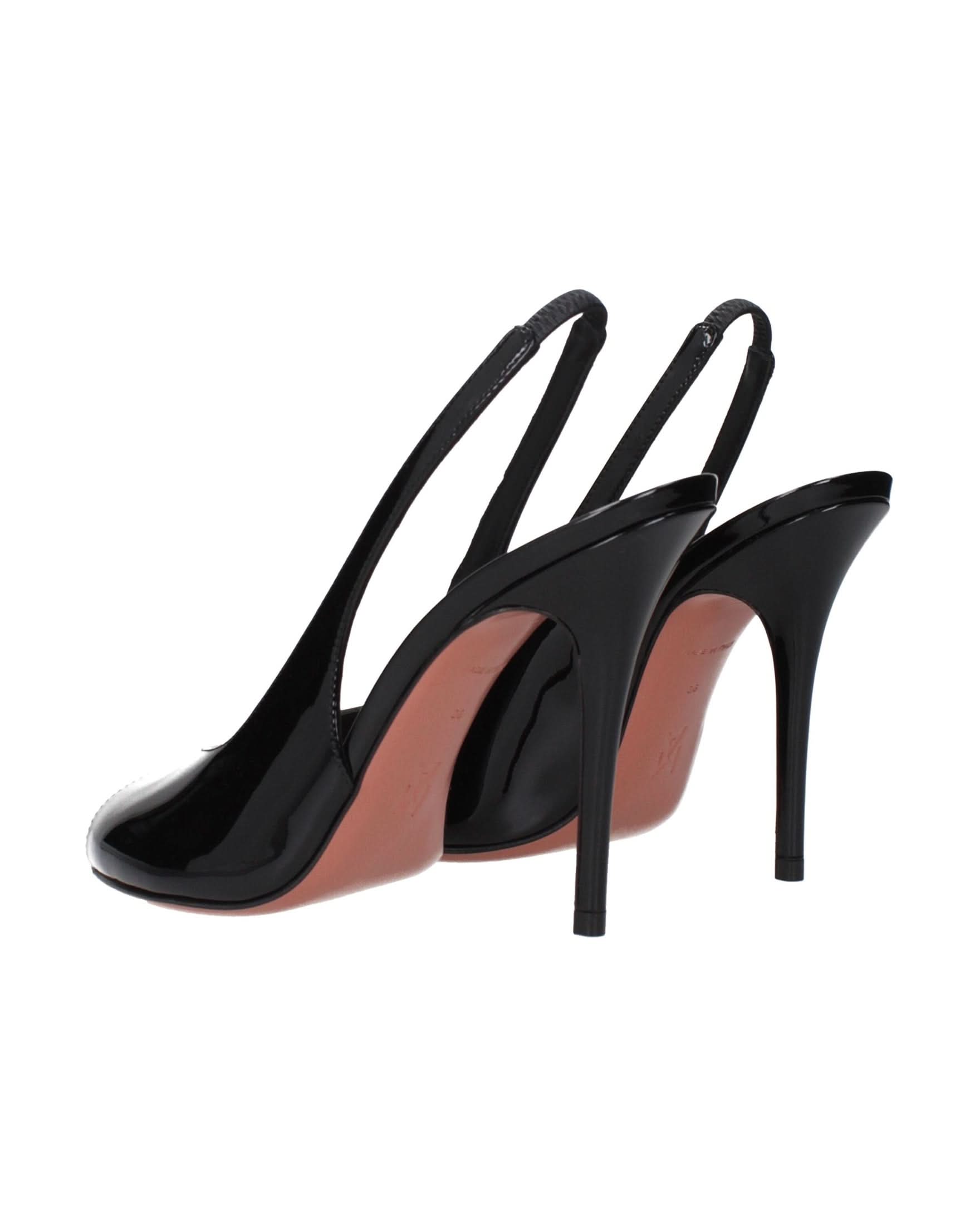 Amina Muaddi Black Leather Stiletto Heel Heels