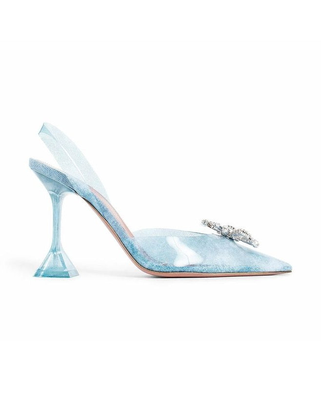 Amina Muaddi Blue Plexiglass High Heel Pumps Glam Steals