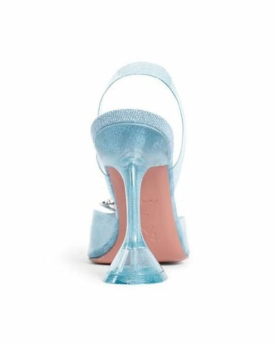 Amina Muaddi Blue Plexiglass High Heel Pumps Glam Steals