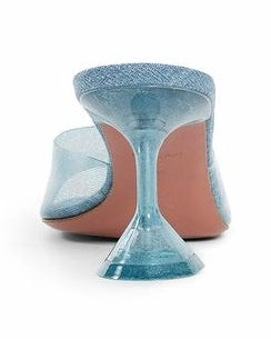 Amina Muaddi Blue Pvc Mules Glam Steals