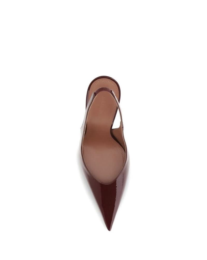 Amina Muaddi Bordeaux Leather Platform Pumps