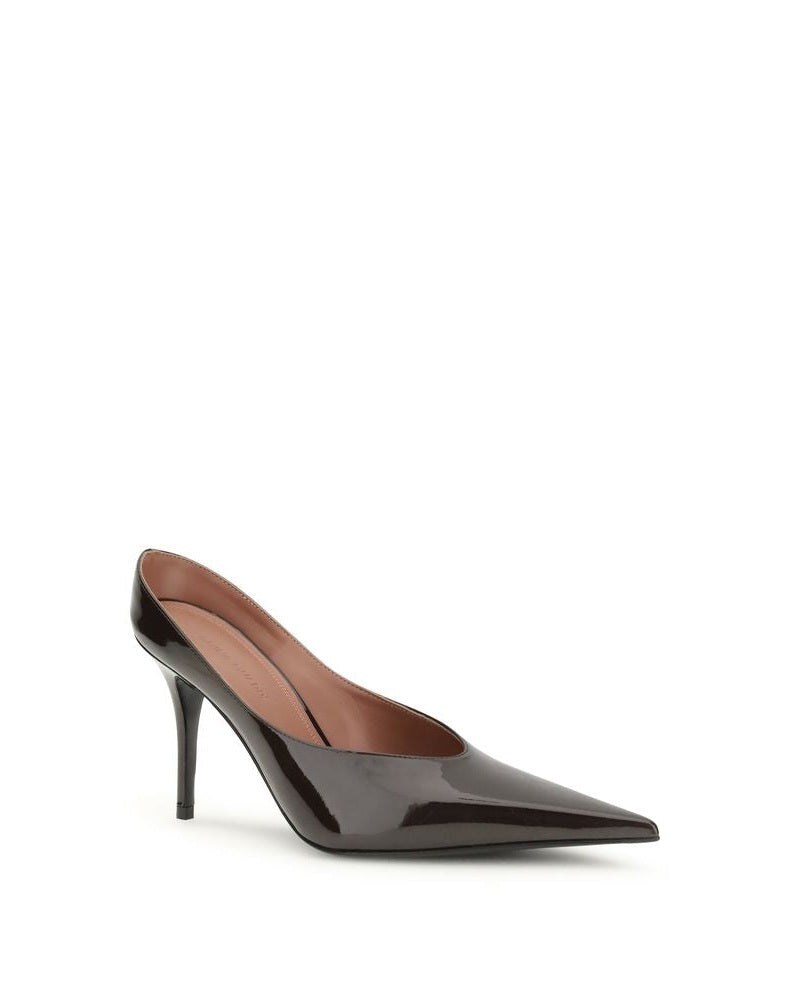 Amina Muaddi Brown Calf Leather Bos Taurus Platform Pumps Glam Steals