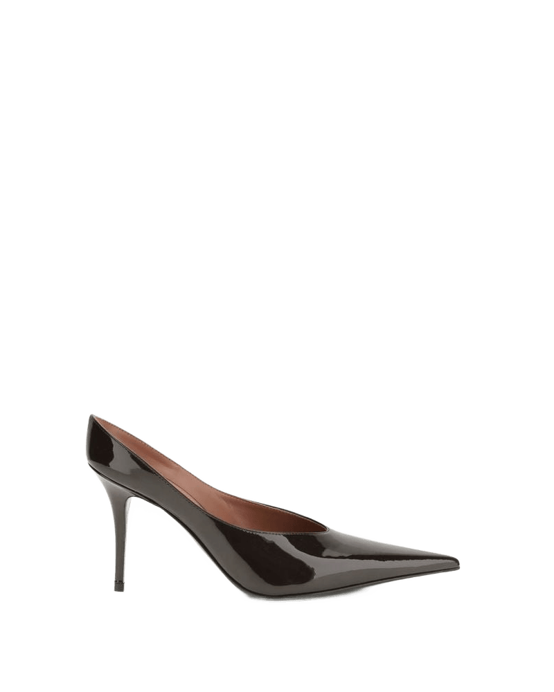 Amina Muaddi Brown Calf Leather Bos Taurus Platform Pumps Glam Steals
